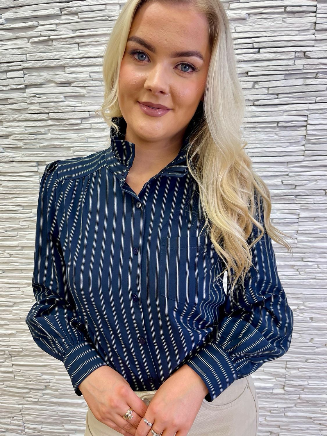 The Abigail Breton Stripe Shirt In Navy