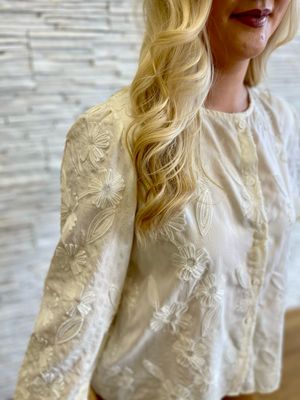 The Ella Embroidered Blouse In Off White