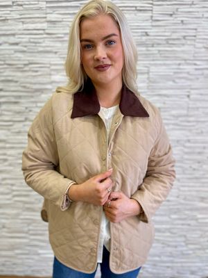 The Cindy Quilted Riding Jacket In Beige