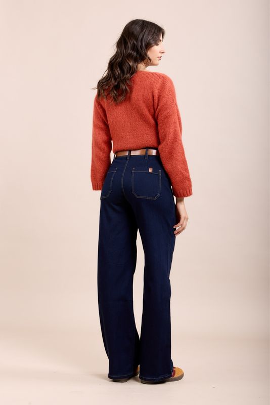 Toxik Belted Flare In Dark Indigo