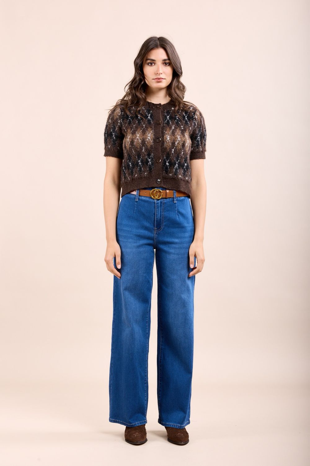 Toxik Belted Flare In Mid Indigo