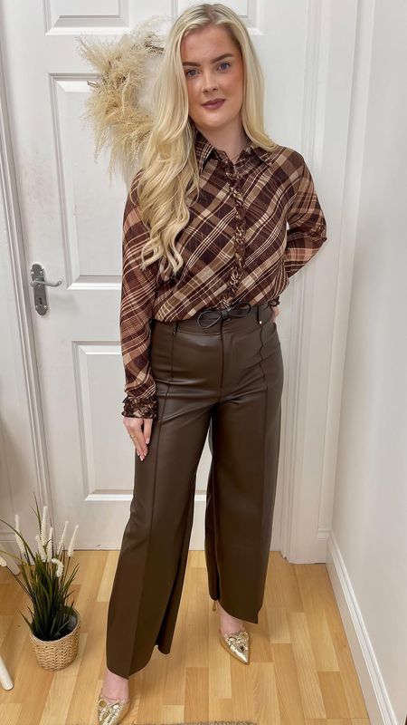 The Aston Faux Leather Trousers In Chocolate