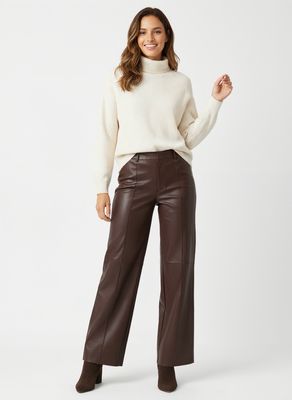 The Aston Faux Leather Trousers In Chocolate