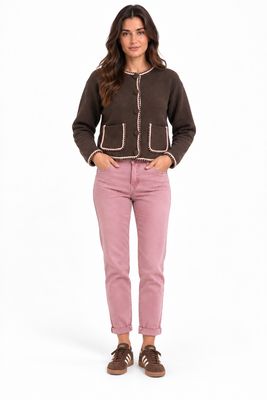 The Paris Chanel Inspired Cardigan In Chocolate
