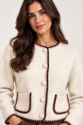 The Paris Chanel Inspired Cardigan In White