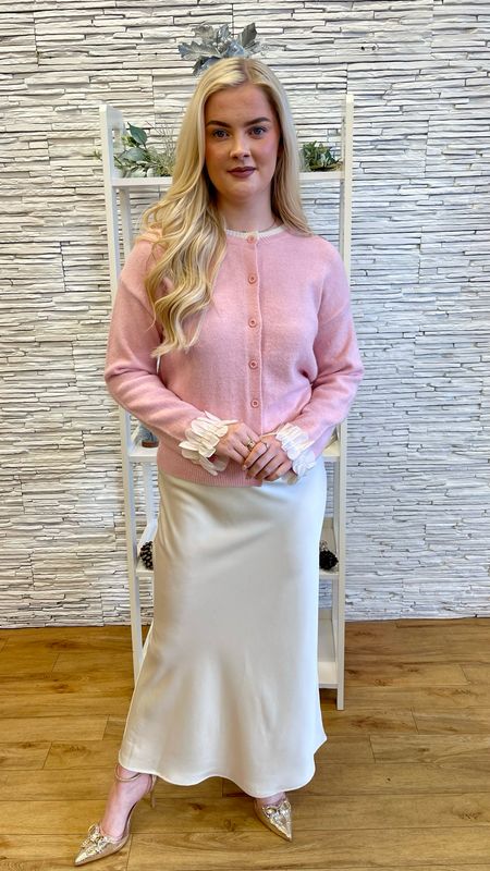 The Aoife Bias Satin Skirt In Off White