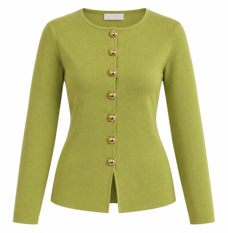 The Jaqueline Gold Button Top In Green