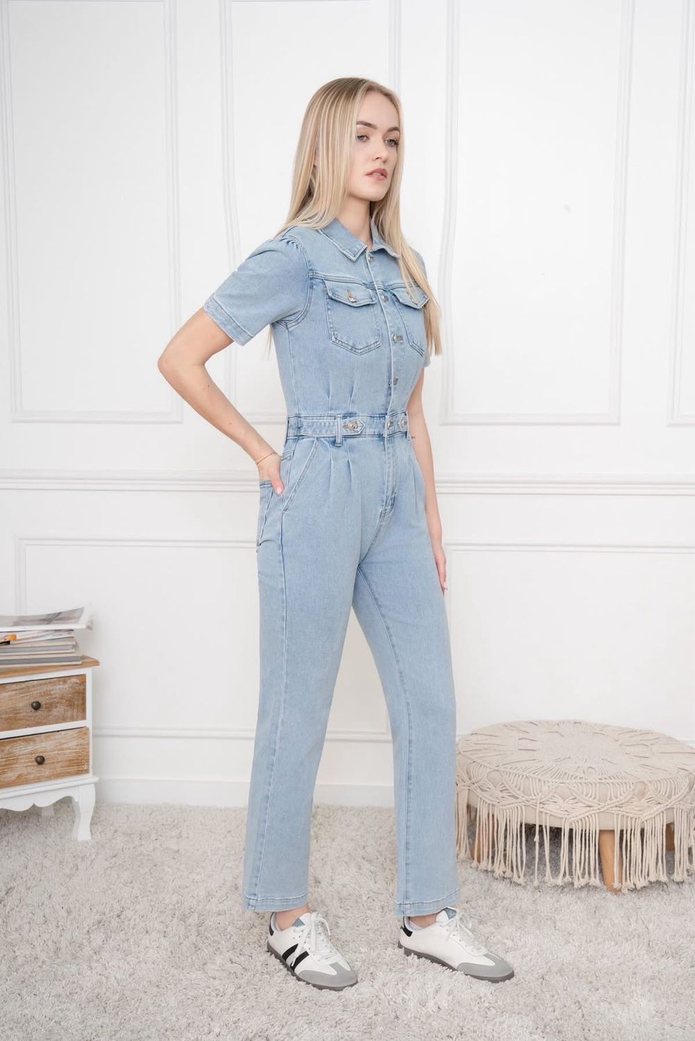 The Joanne Denim Jumpsuit in Summer Light Wash