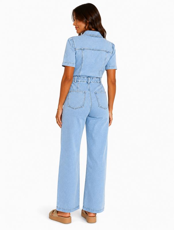 The Ashley Rose Denim Jumpsuit in Light Wash