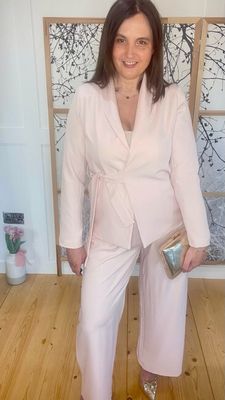 The Daphne Wrap Trouser Suit In Nude Pink