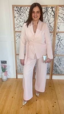 The Daphne Wrap Trouser Suit In Nude Pink