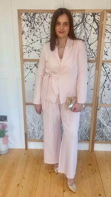 The Daphne Wrap Trouser Suit In Nude Pink