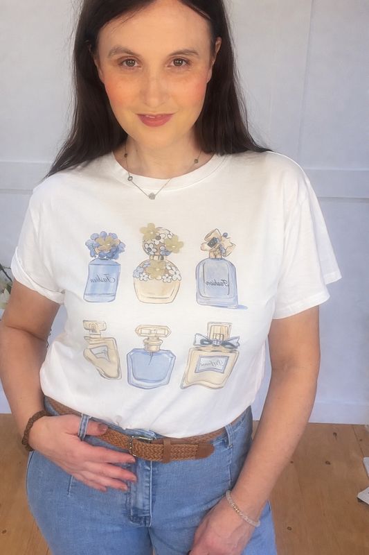 The Cute Perfume Bottle T Shirt In Denim Blue