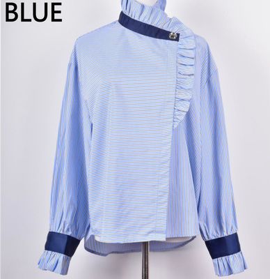 The Eloise Pinstripe Blouse In Sky Blue