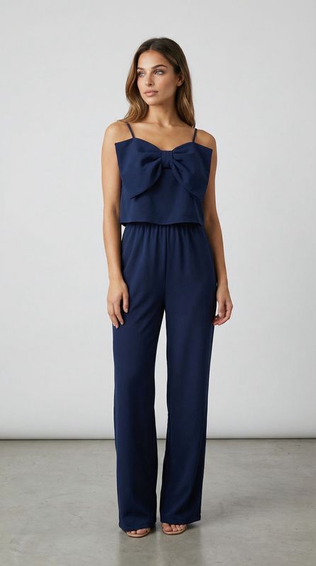 The Navy Bow Jumpsuit