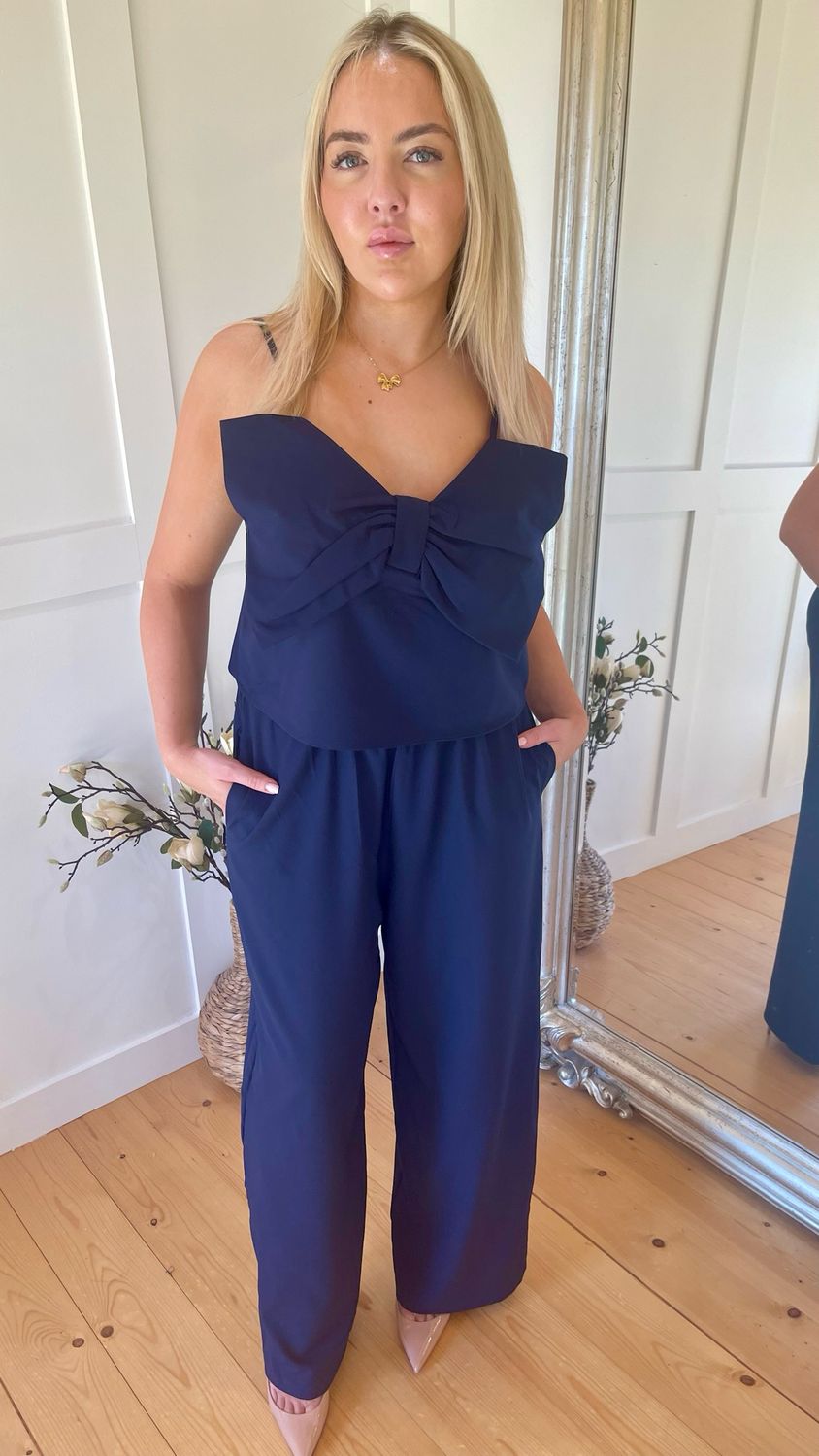 The Navy Bow Jumpsuit