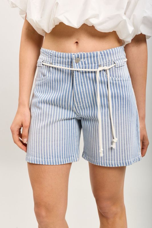 Toxik Pinstripe Denim Short With Tie Belt