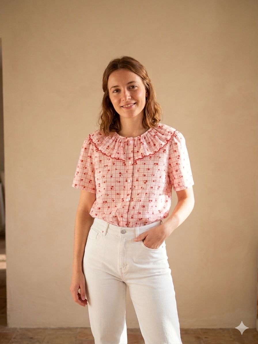The Sasha Collar Blouse in Red