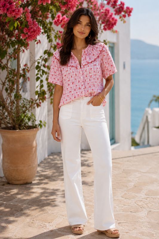 The Sasha Collar Blouse in Red