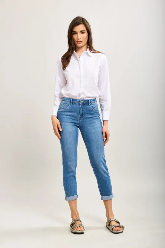 Toxik Boyfriend Jeans In Mid Wash Denim