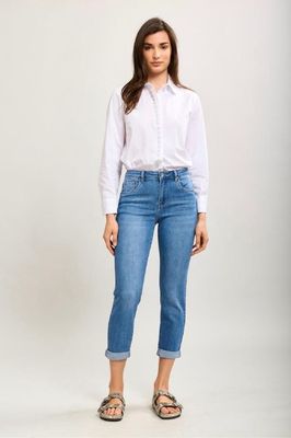 Toxik Boyfriend Jeans In Mid Wash Denim
