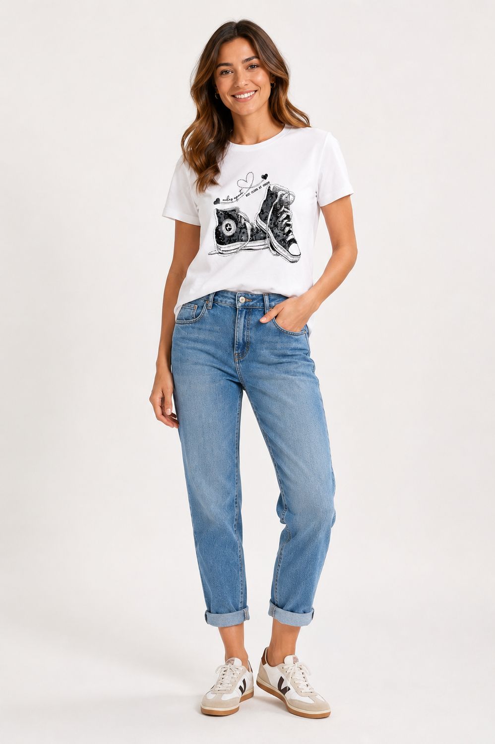 The Cute High Top Trainer T-Shirt In Navy