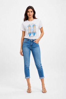 The Cute Bow Heels T Shirt in Blue