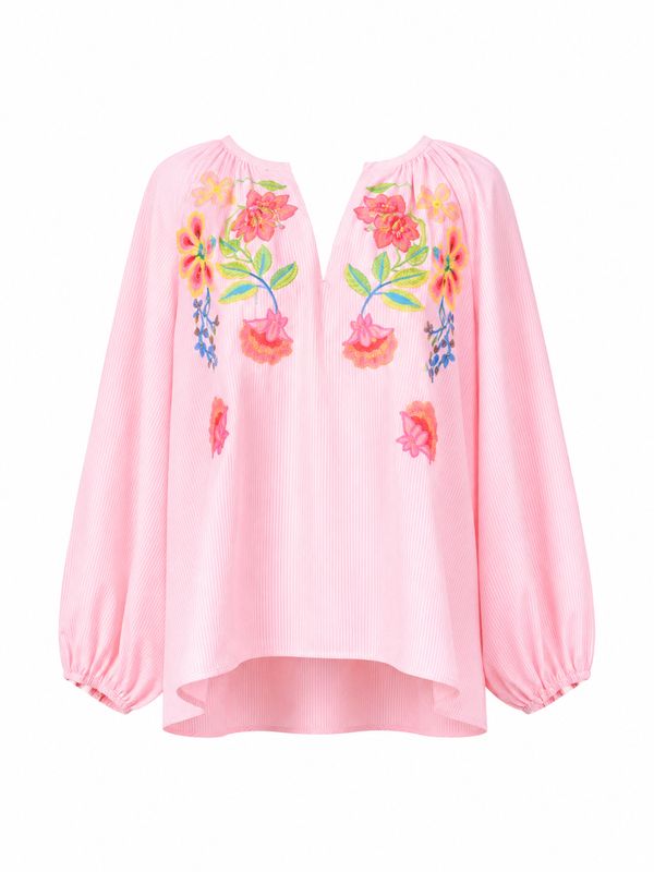 The Ivana Embroidered Top In Pink