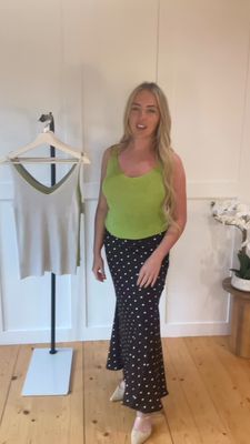 The Lucy Fine Knit Lurex Cami In Green