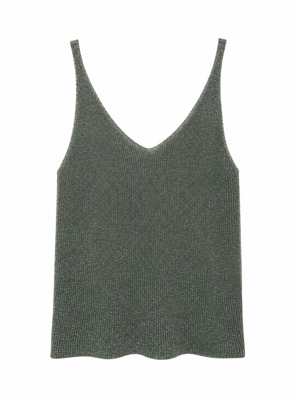 The Lucy Fine Knit Lurex Cami In Khaki