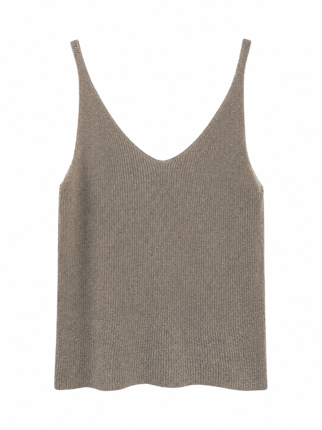 The Lucy Fine Knit Lurex Cami In Light Taupe