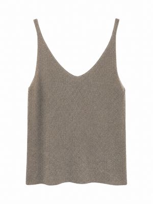 The Lucy Fine Knit Lurex Cami In Light Taupe