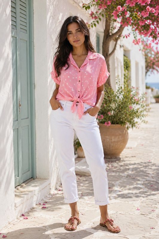 The Pink Polka Dot Tie Blouse