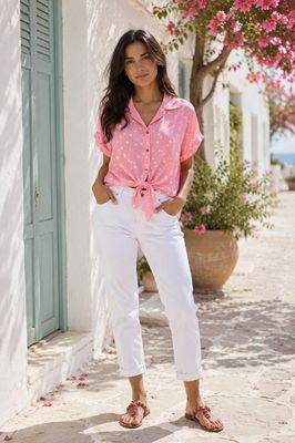 The Pink Polka Dot Tie Blouse