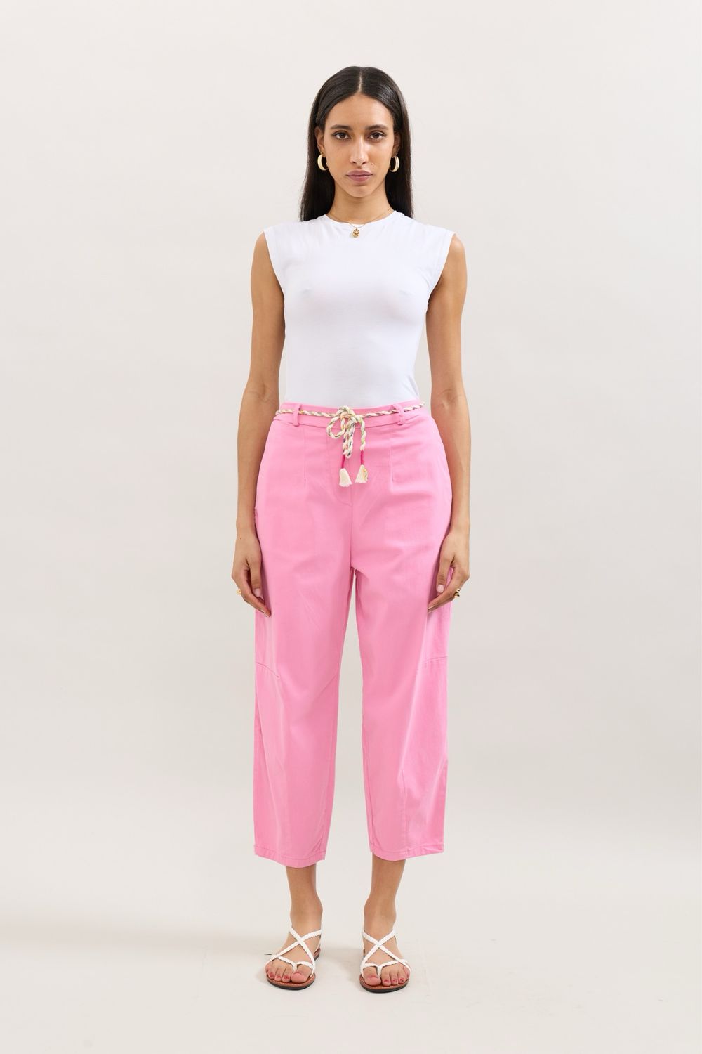The Candice Crop Trousers In Pink