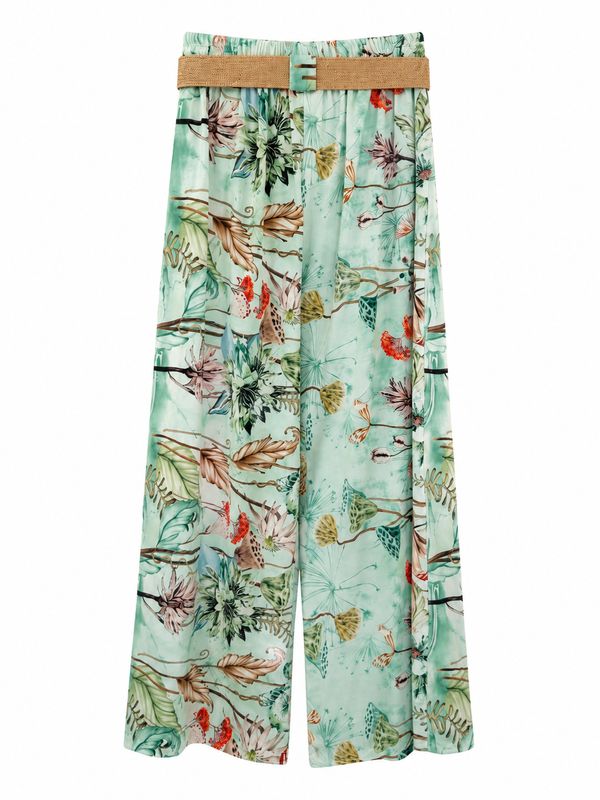 Santorini Belted Wide Leg Trousers In Mint