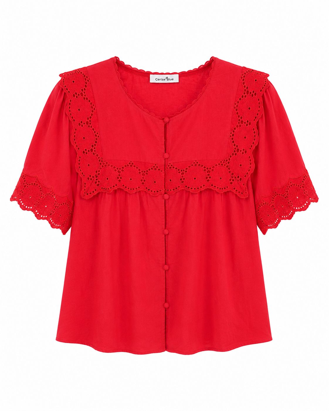 The Isla Embroidery Anglaise Blouse In Red