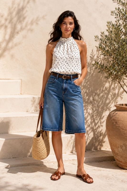 The Kendal Polka Dot Halter Top