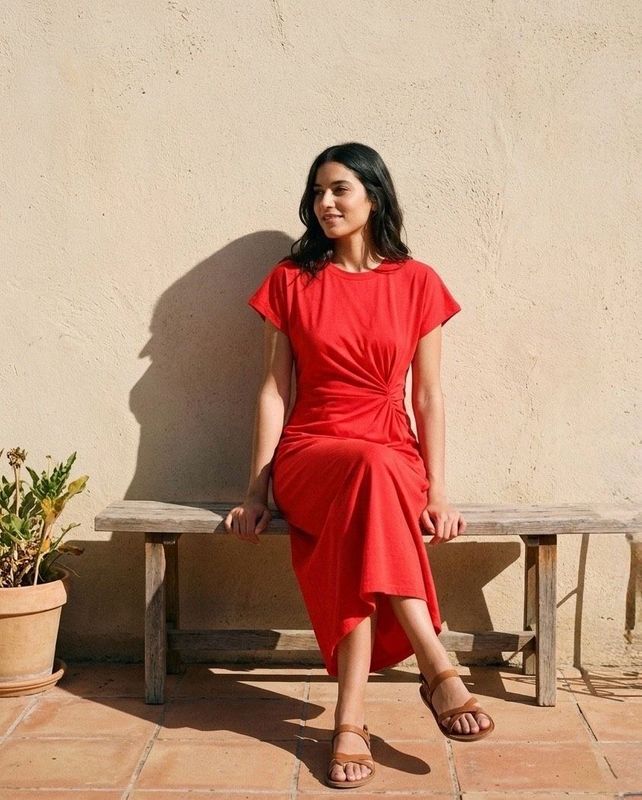 Scarlet Twist Midi Dress