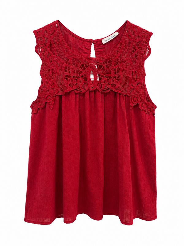 The Shelly Embroidered Top In Red