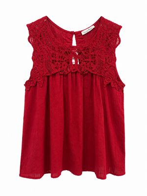 The Shelly Embroidered Top In Red