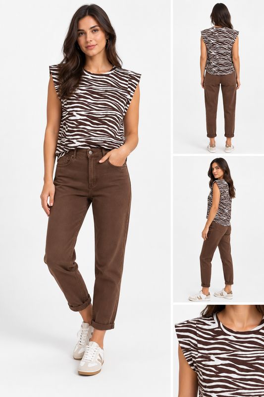 The Shiloh Zebra Print Shoulder Top