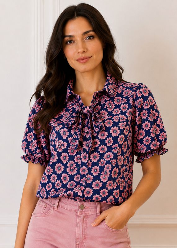 The Aspen Floral Tie-Neck Blouse