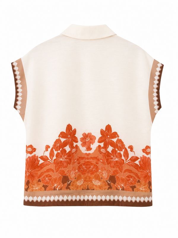 The Amber Floral Border Cap Sleeve Blouse