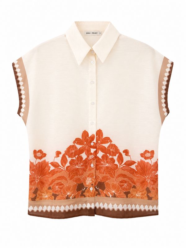 The Amber Floral Border Cap Sleeve Blouse
