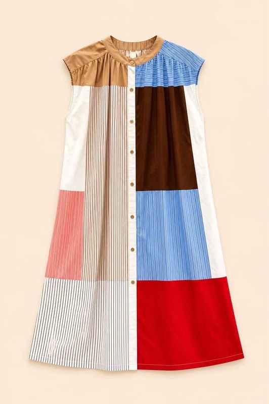 The Jolie Patchwork Dress In Red