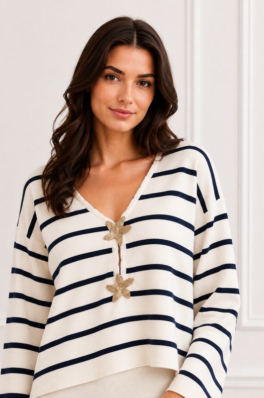 The Olive Stripe Knit In Navy