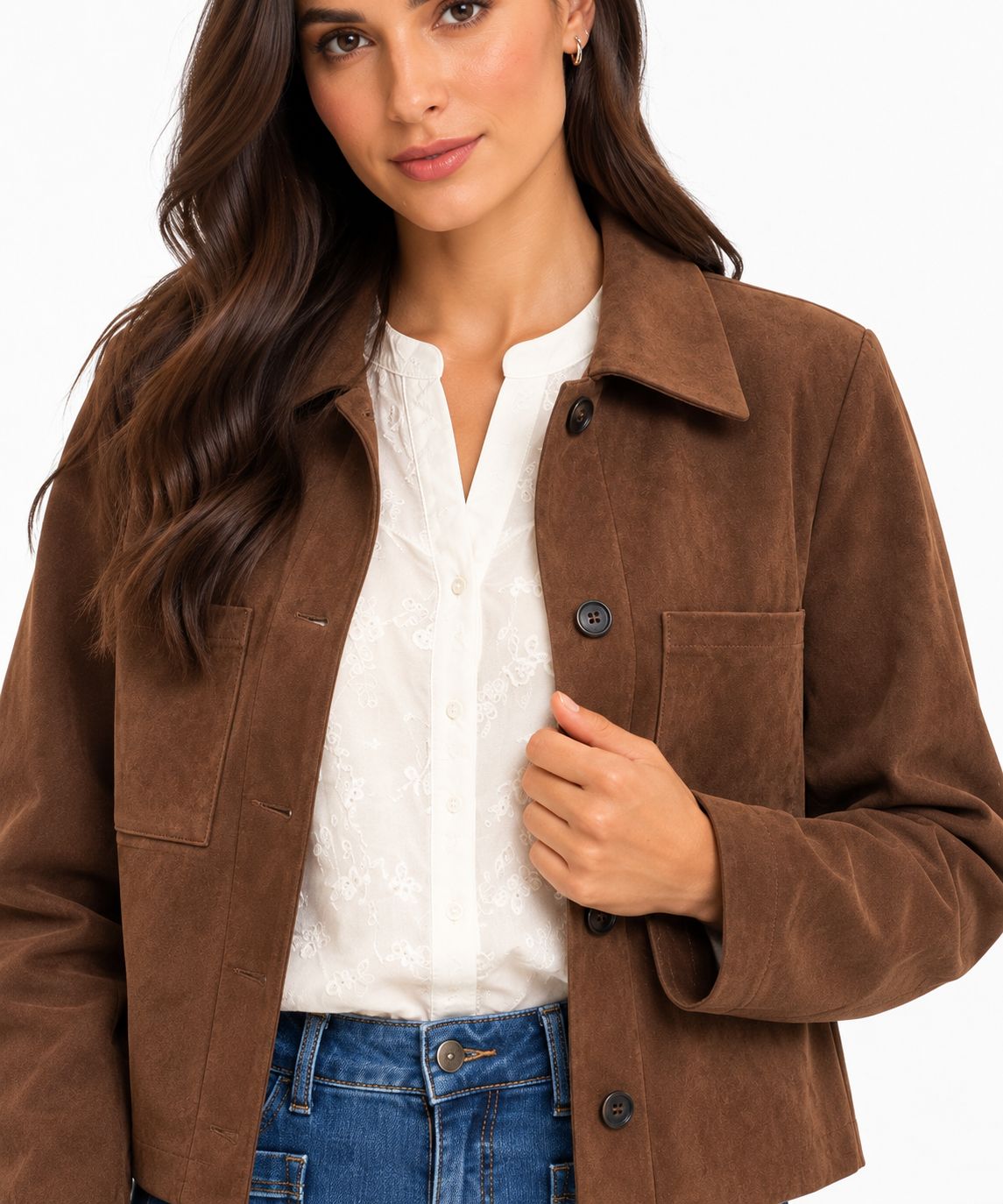 The Layla Suede Jacket In Chocolate Brown