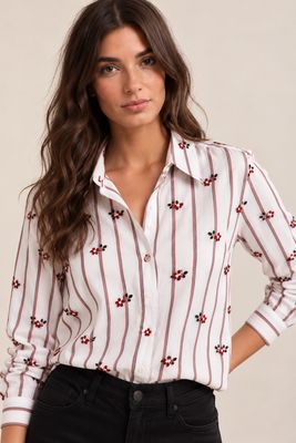 The Florence Floral Stripe Embroidered Shirt