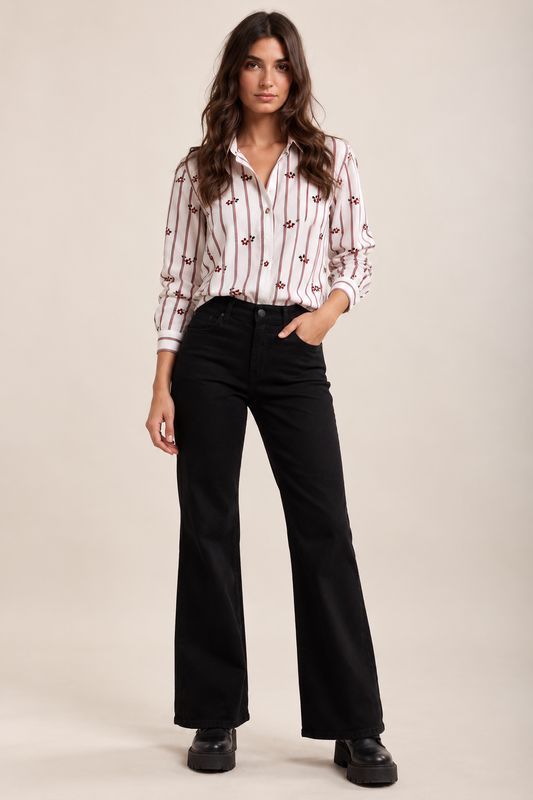 The Florence Floral Stripe Embroidered Shirt